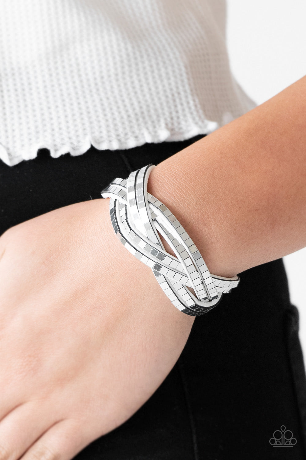 Looking For Trouble - White Bracelet - Paparazzi Accessories