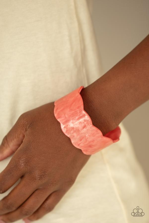Retro Ruffle - Orange - Coral - Bracelet - Paparazzi Accessories