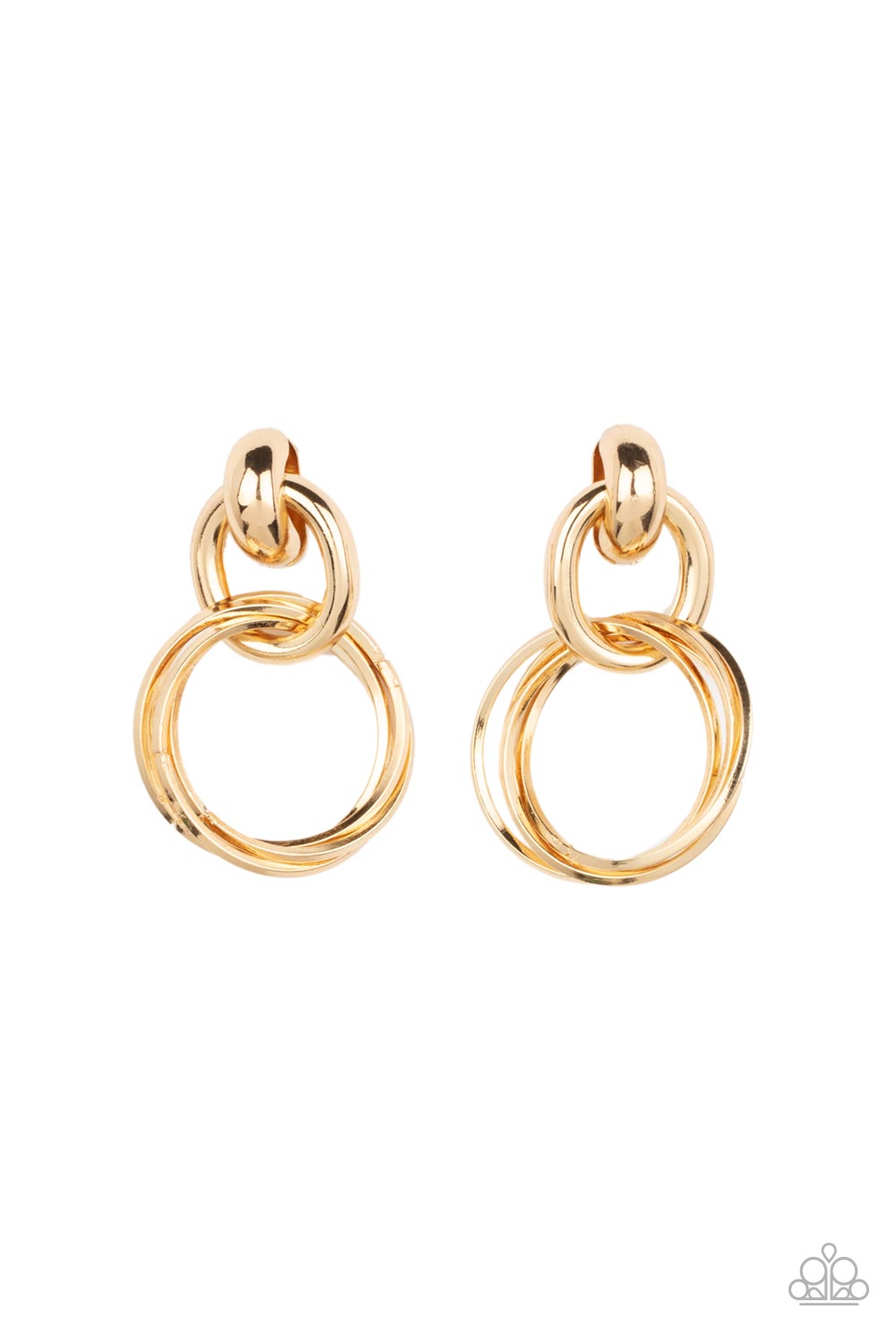 Dynamically Linked - Gold Earrings - Paparazzi Accessories