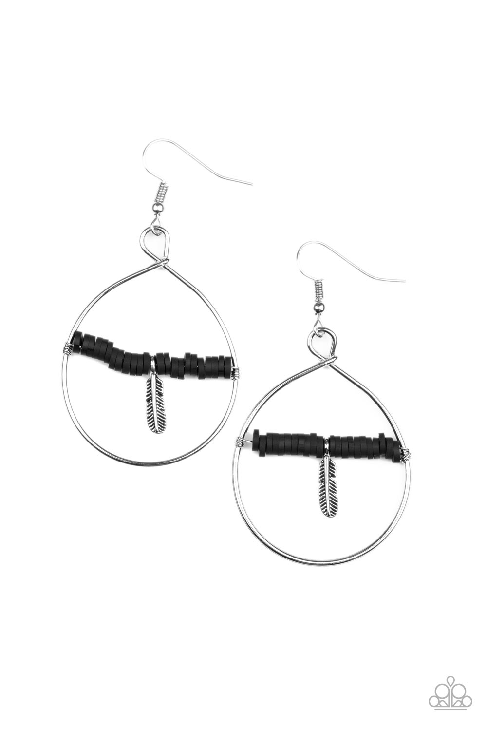 Free Bird Freedom - Black Silver Earrings - Paparazzi Accessories