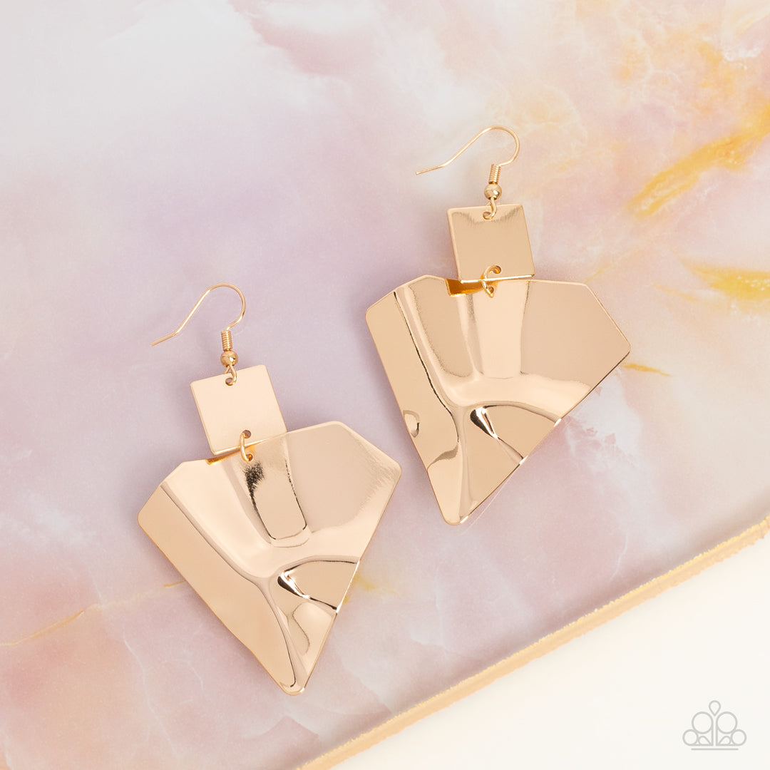 Deceivingly Deco - Gold Earrings - Paparazzi Accessories