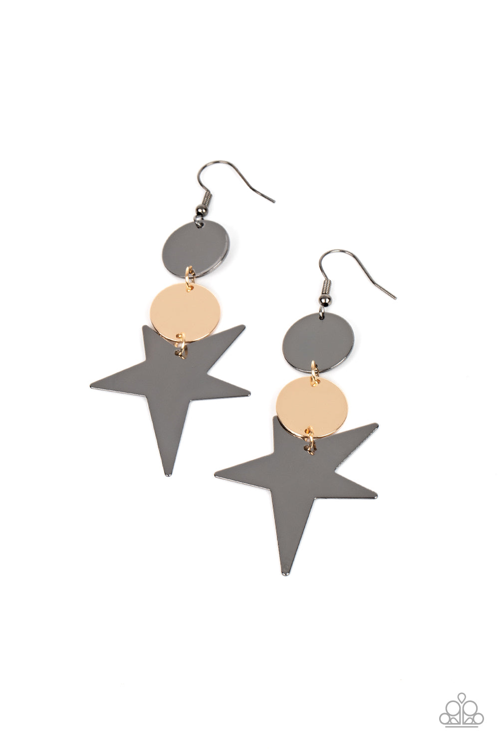 Star Bizarre - Multi Gold/Gunmetal Earrings- Paparazzi Accessories