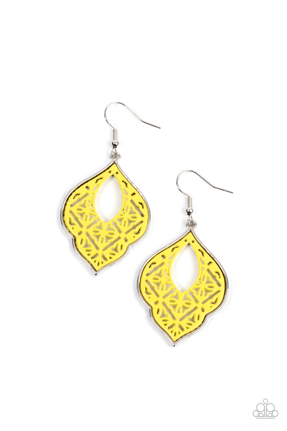 Thessaly Terrace - Yellow Earrings - Paparazzi Accessories