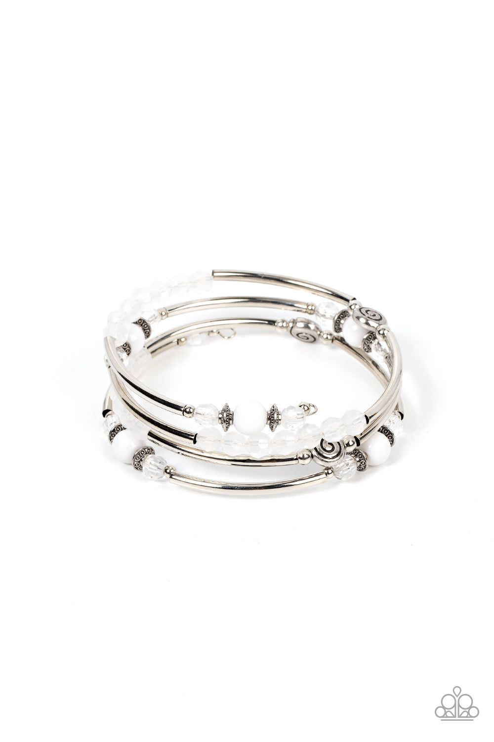 Whimsically Whirly - White Bracelet - Paparazzi Accessories