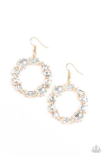Glowing in Circles - Gold Earrings - Paparazzi Accessories
