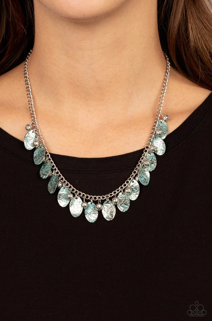 Vintage Gardens - Blue Necklace - Paparazzi Accessories