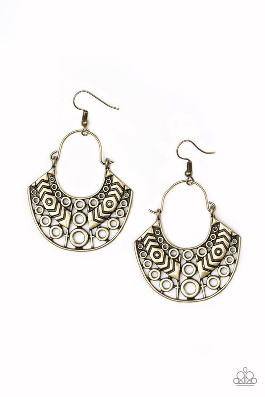 Paparazzi Indigenous Idol - Brass Earrings - Paparazzi Accessories