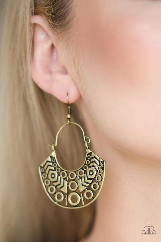 Paparazzi Indigenous Idol - Brass Earrings - Paparazzi Accessories