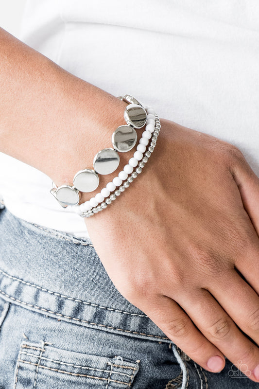 Beyond The Basics - White Bracelet - Paparazzi Accessories