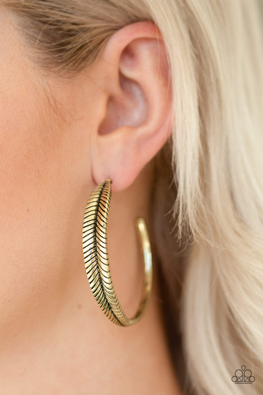 Funky Feathers - Brass - Paparazzi Accessories