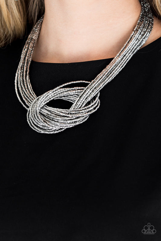 Knotted Knockout - Silver - Paparazzi Accessories