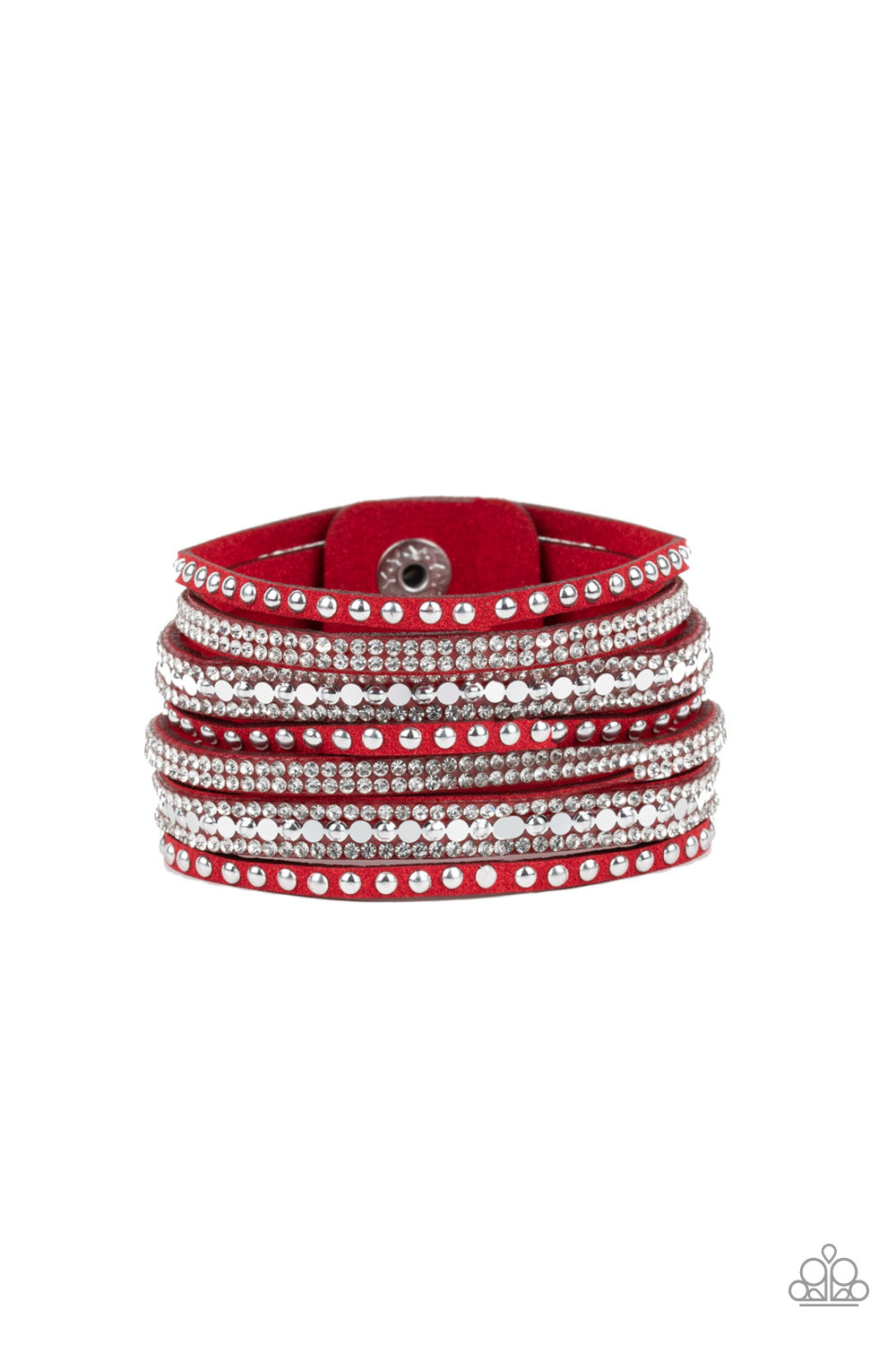 All Hustle and Hairspray - Red Bracelet - Paparazzi Accessories