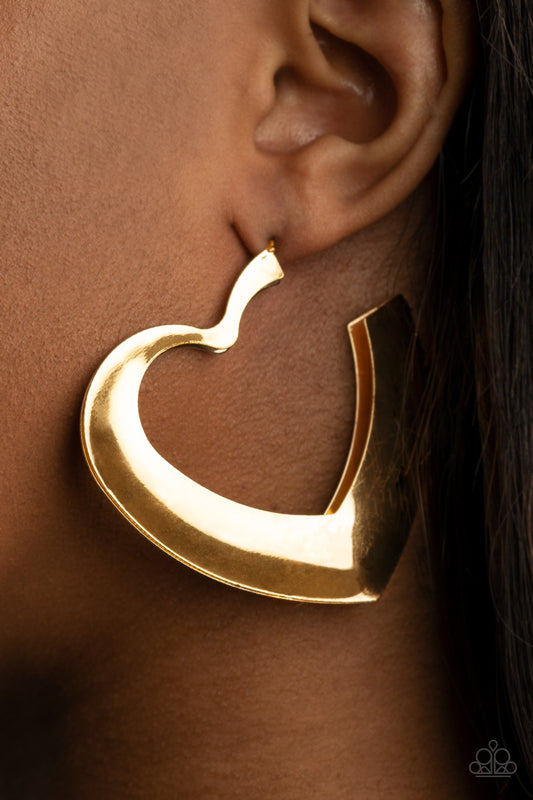 Heart-Racing Radiance - Gold Earrings - Paparazzi Accessories