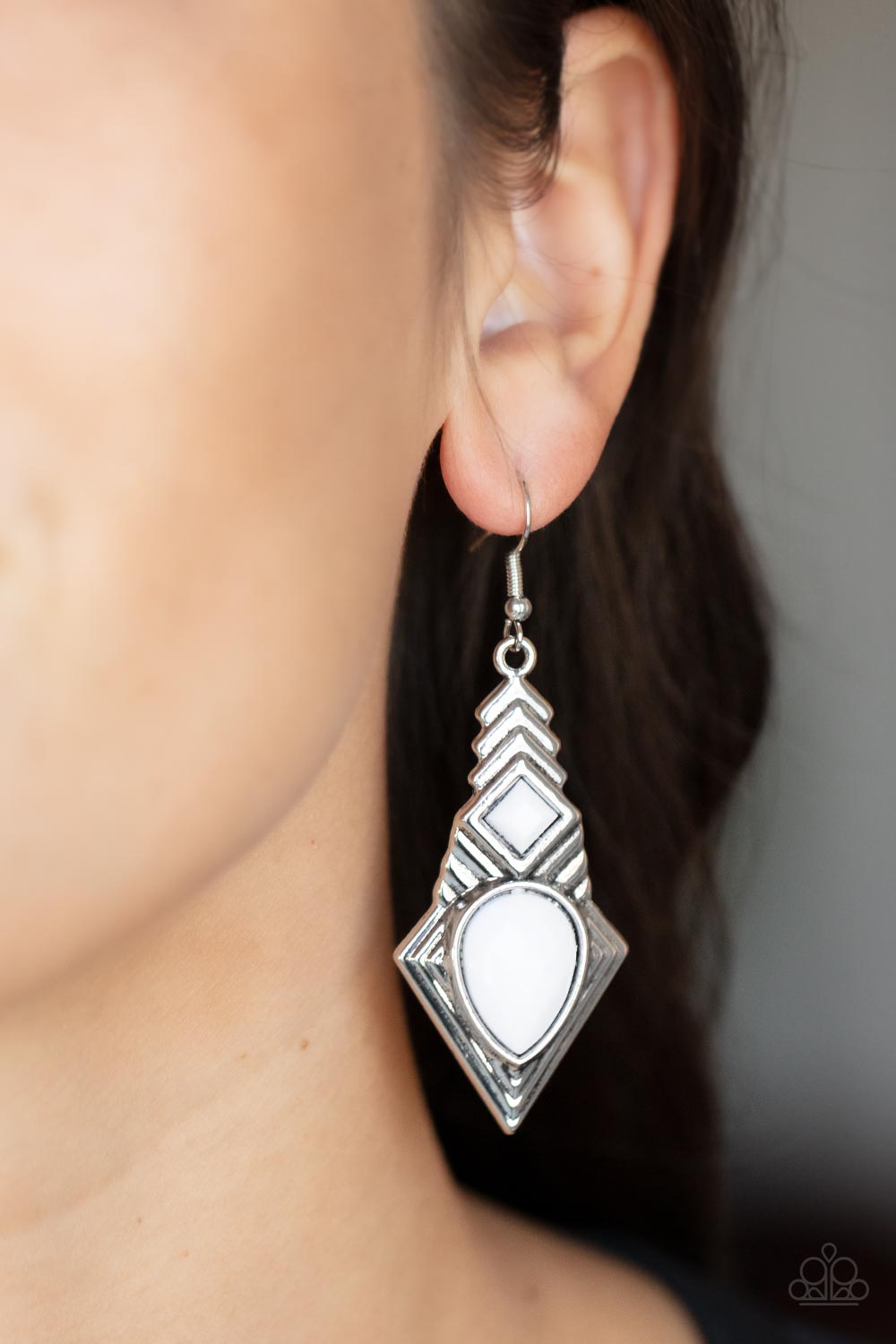 Stylishly Sonoran - White Earrings - Paparazzi Accessories
