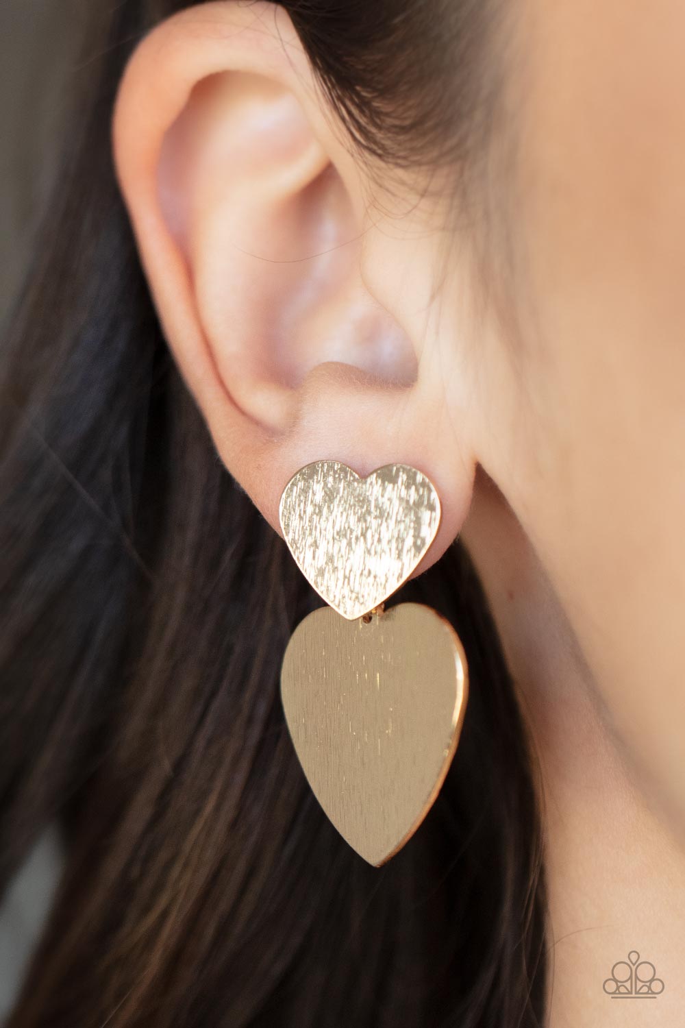Heart-Racing Refinement - Gold Earrings- Paparazzi Accessories