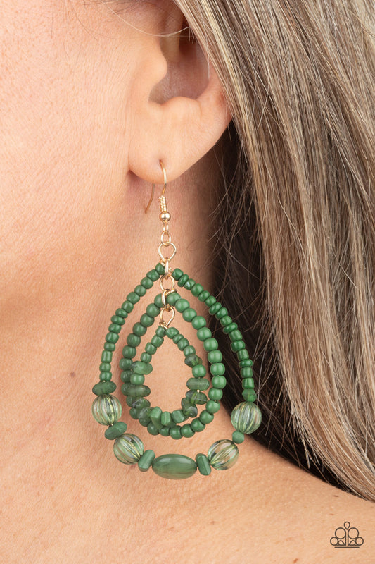 Prana Party - Green Earrings - Paparazzi Accessories