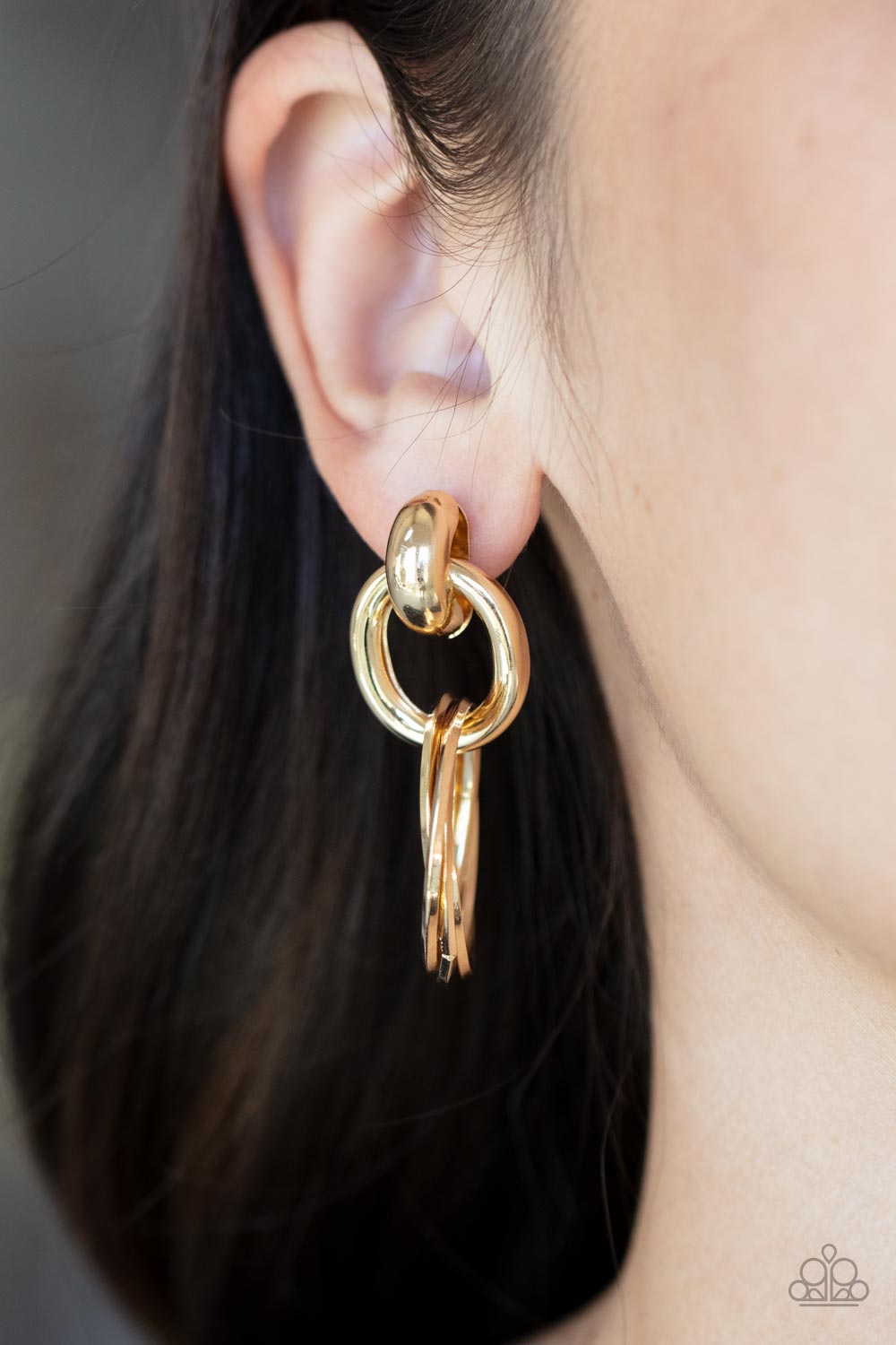 Dynamically Linked - Gold Earrings - Paparazzi Accessories