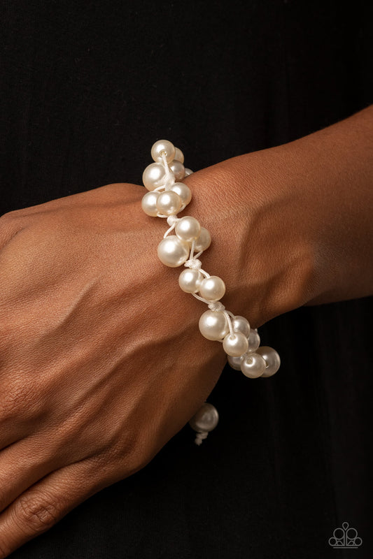 Vintage Versatility - White Pearl Bracelet - Paparazzi Accessories