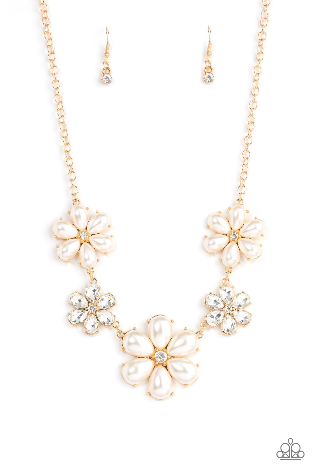 Fiercely Flowering - Gold Necklace (Pearl) - Paparazzi Accessories