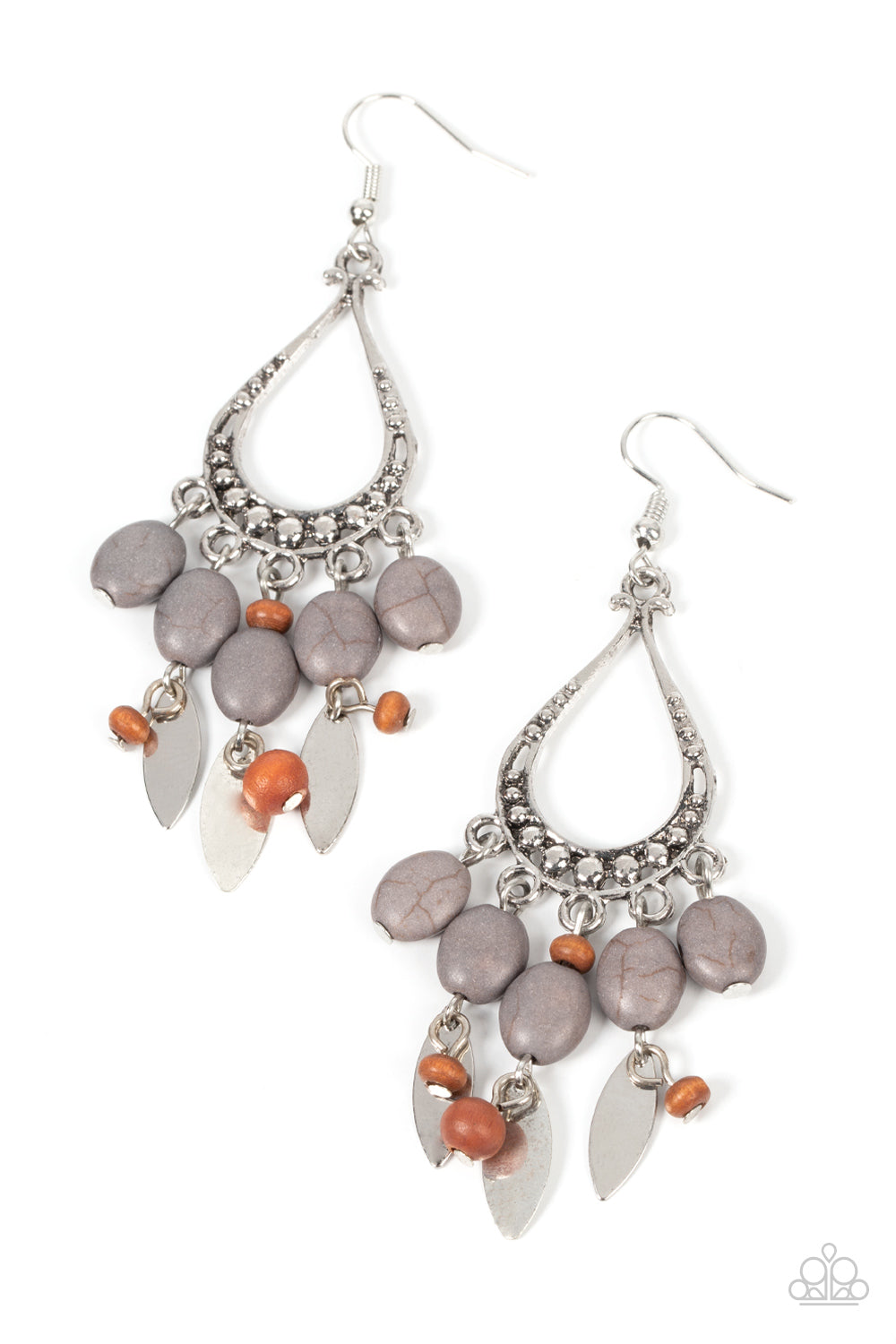 Adobe Air - Silver/Gray Earrings - Paparazzi Accessories