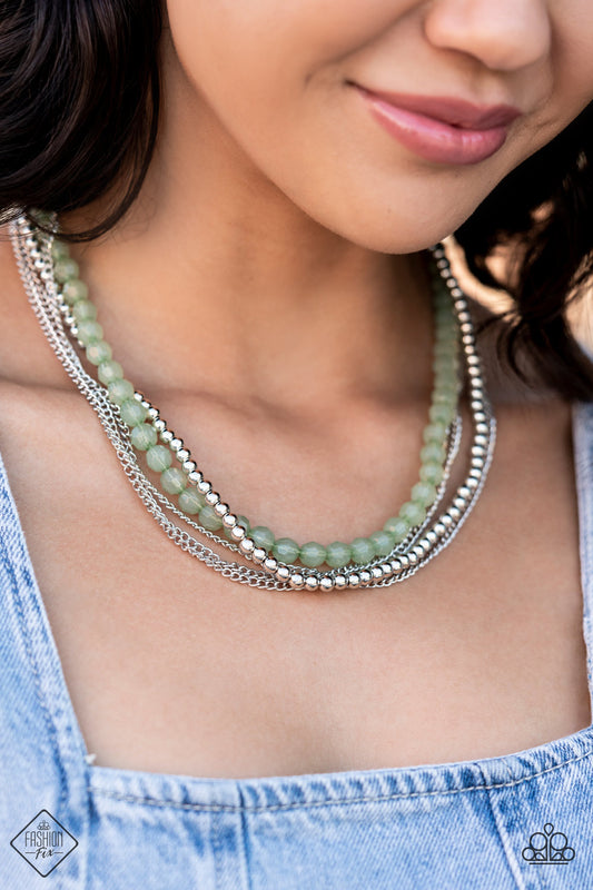 Boardwalk Babe - Green Necklace - Paparazzi Accessories