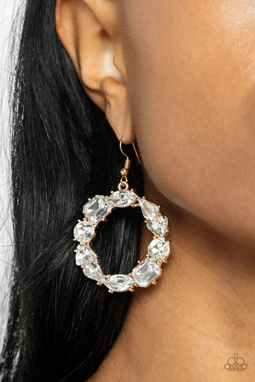 Glowing in Circles - Gold Earrings - Paparazzi Accessories